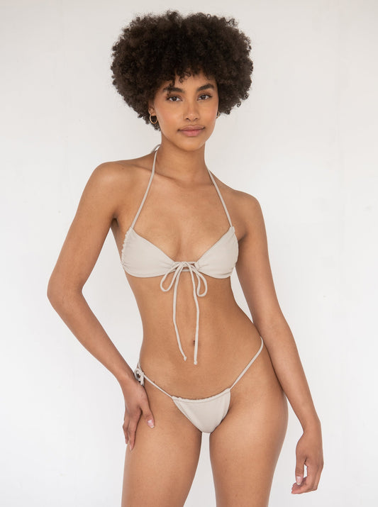 White Clear Strap Triangle Bikini Top